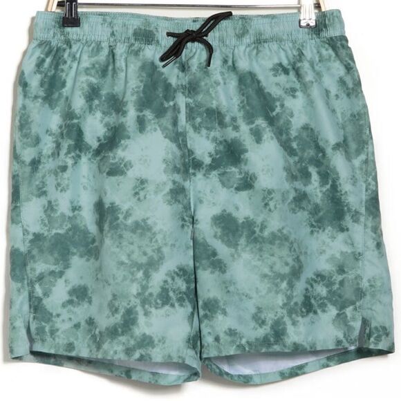 Z by Zella Rip Tide Patterned Swim Trunks Green Lilypad Montara Print Medium - Picture 2 of 6